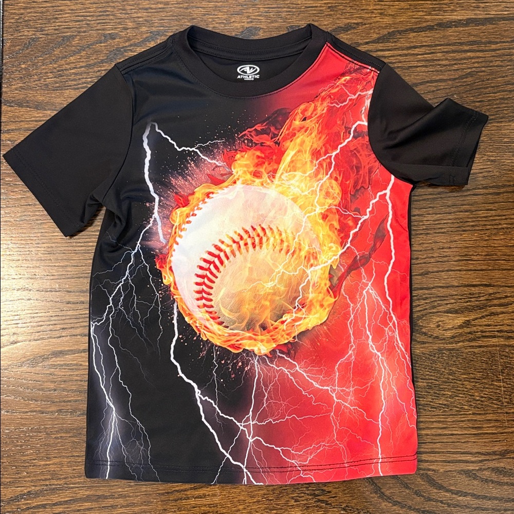 Athletic Works Black and Red Sports Tee Dri Fit